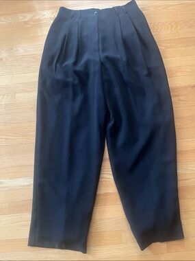 High-Rise Black Pleated Dress Pants